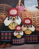 Plastic Canvas Pattern 3 Peasant Girl Can Covers  
