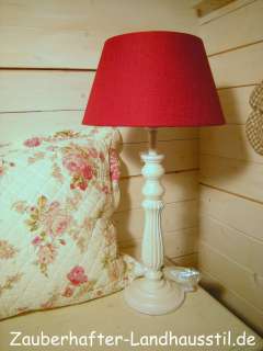Tischlampe*Nachttischlampe*Rot&Weiß*E27*60 cm*Shabby  
