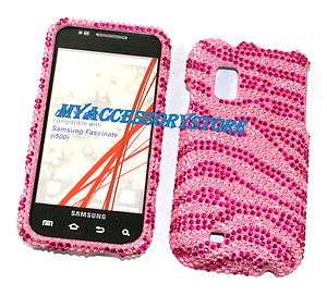 Samsung Fascinate Galaxy S1 i500 Pink Zebra Crystal Bling Cell Phone 