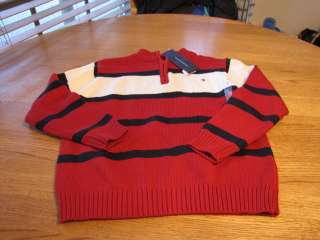   kids 7 red stripe Tommy Hilfiger sweater long sleeve NEW shirt  