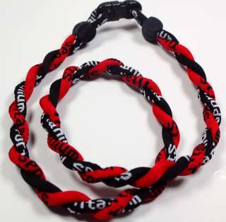   20 2 Rope Twisted Titanium Sport Necklace Red Black Tornado Baseball