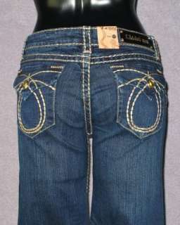 NWT Womens LA IDOL Jeans DARK BLUE WITH KHAKI WHIP STITCHING 534LP 
