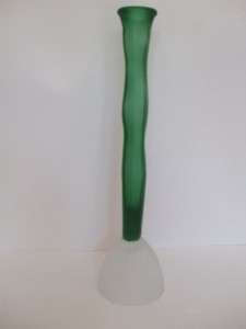 New 12 Tall Bud Vase Green Frosted Italian Art Glass  