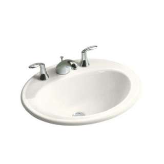   Self Rimming Drop in Bathroom Sink with 8 in. Centers in Biscuit