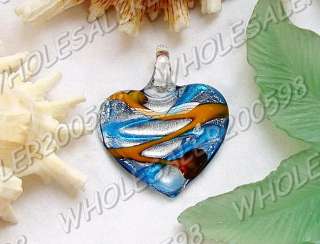 8PCS Heart 45*40MM Lampwork Glass Pendants FREE  