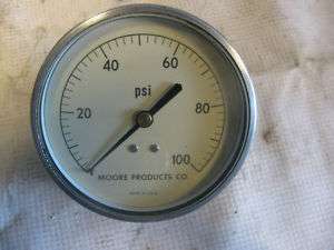 MOORE PRODUCTS CO 0 100 PSI PRESSURE GAUGE 3.3/4 DIA  