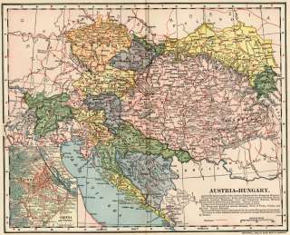 Austria Hungary Empire (Austro Hungarian Empire) Map Authentic 1903 