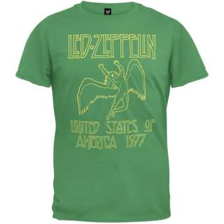 Led Zeppelin   1977 Kelly Green T Shirt  