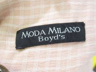 MODA MILANO Mens Peach Plaid Short Sleeve Shirt Size L  
