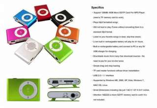 New Fashion Mini Clip Metal  Player Support Up To 2GB 4GB SD/TF 