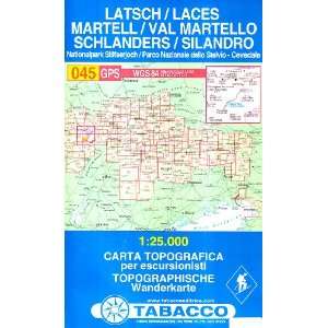 Latsch, Martell, Schlanders Wanderkarte Tabacco 045. 125000  