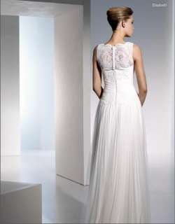 Elegant White Ivory high neck Lace Wedding Dress Bridal Gown Size 4 6 