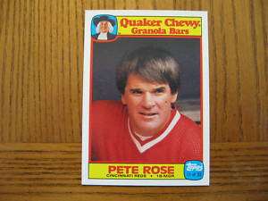 1986 Topps Quaker Chewy Granola Bars PETE ROSE Reds Card #11  