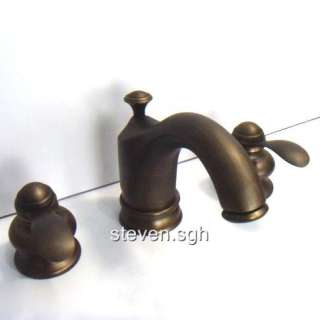 Antique Brass Bathroom Widespread Faucet Mixer Tap 6061  