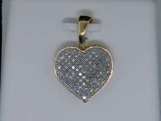 LADIES 1/4CT YG DIAMOND HEART LOVE PAVE PENDANT CHARM  