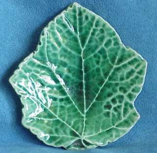 Antique English Majolica LEAF Cup Plate Butter Pat  