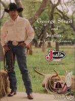 GEORGE STRAIT Justin Boots    1997 Magazine Print Ad B  