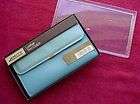 NOS New in Box AMITY Blue Kidskin Leather Trim Clutch Wallet USA Made