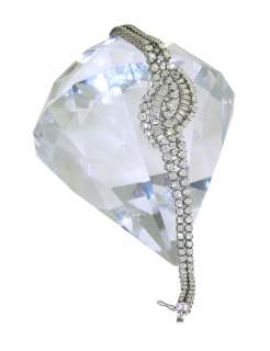 Estate Platinum Ladies Elegant Diamond Link Bracelet  