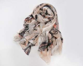 Fashion WOMEN begonia flower ink style cotton neck scarf shawl 5 