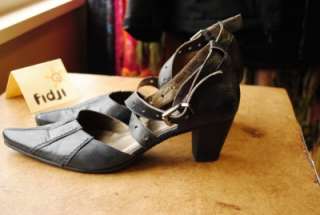 Fidji Dark Blue Leather Shoes Size 38.5 Worn Once Dark Blue Pleated 