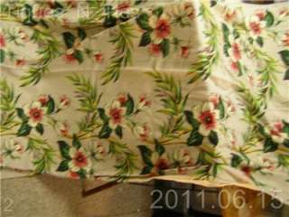 Vintage 1940s Barkcloth Fabric Drapes Bamboo Floral  