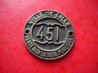 Ancienne plaque de métier Marchand à Lille, 19ème/20ème, 59mm, 60g 
