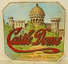 Vintage 1930s Castle Dome Embossed 4X4 Cigar Box Label
