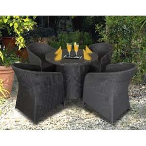 5tlg. Gartengarnitur Poly Rattan Schwarz  Garten