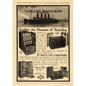  1909 Ad Henry Likly & Co. Baggage Trunk Mauretania Ship 