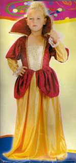 GIRL MEDIEVAL/TUDOR RED/GOLD VELVET QUEEN FANCY DRESS COSTUME  