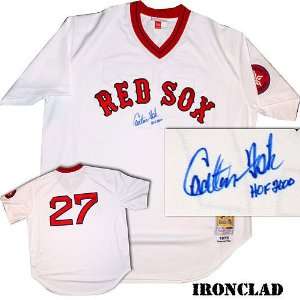  Ironclad Boston Red Sox Carlton Fisk Signed 1975 M&N Red 