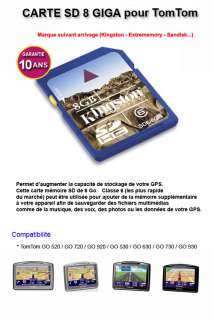  Carte SD 8 Go compatible Tomtom Go 720 730 920 930