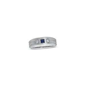  Ring in 10K White Gold Mens Princess Cut Lab Created Blue Sapphire 