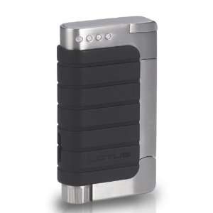   Black Matte Satin Silver Torch Flame Cigar Lighter