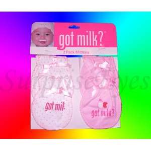  Cute 4 pcs/2 Set Got Milk Pink Baby Cow Print Mittens Gift 