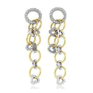    14k Two Tone Gold 0.40 Carat Diamond Circle Drop Earrings Jewelry