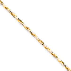   9mm, 14 Karat Two Tone Gold, Twisted Curb Chain   18 inch Jewelry