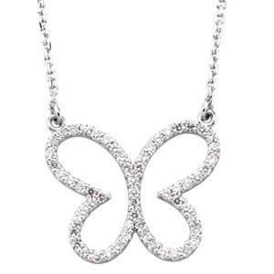    1/3 CT TW 14K White Gold Diamond Butterfly Necklace Jewelry