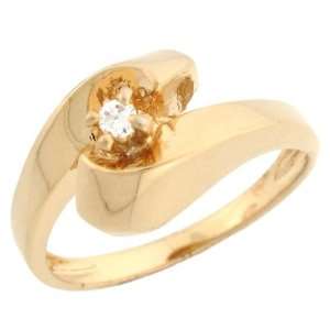   Gold Beautiful Twist Round Diamond Solitaire Promise Ring Jewelry