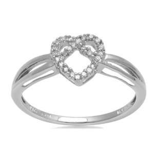  10K White Gold Diamond Heart Ring (I J Color, I3 Clarity 
