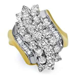  Vintage 1.75ct Round Baguette Diamond Ring Band 14k Gold Jewelry