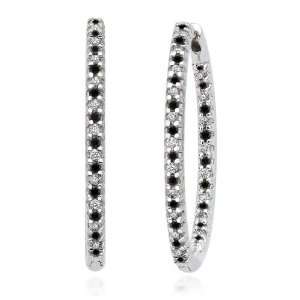  10K White Gold 2 ct JK Diamond Hoop Earrings Jewelry