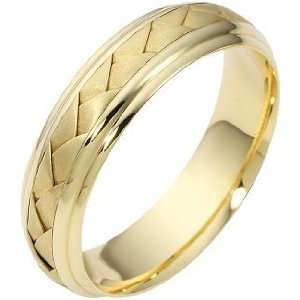  5.5mm Woven Style 18 Karat Yellow Gold Wedding Band   10 Jewelry