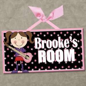   Personalized Kids Room Wall Door Sign GUITAR GIRL 