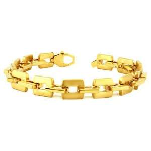    Goldplated Stainless Steel Mens Square Link Bracelet Jewelry