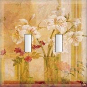 FLOWERS AMARYLLIS BLOOMS GLASS VASE DOUBLE SWITCH PLATE  