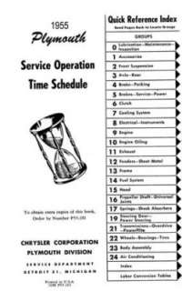 1955 1956 PLYMOUTH Service Time Operation Schedule  