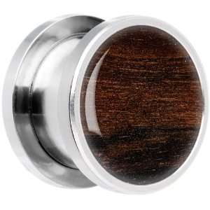    2 Gauge  Steel Peruvian Walnut Wood Inlay Saddle Plug Jewelry