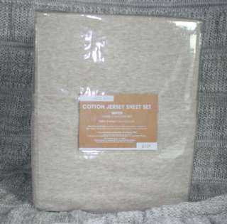 NWT WEST ELM Cotton Jersey Queen Sheet set heather oatmeal  